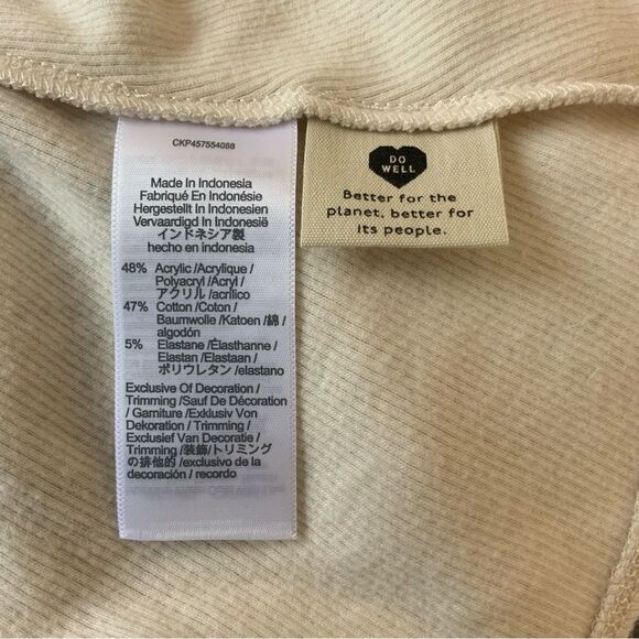 MADEWELL Shirt Blouse Off The Shoulder Cream Elastic Waist Detail Knit Size M - Picture 9 of 10